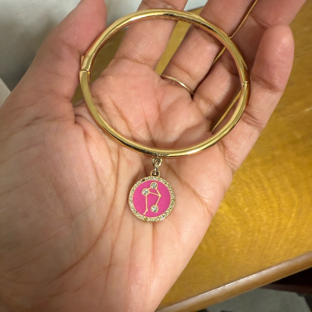 Kate Spade Gold Bracelet with Pink Charm